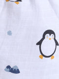 Muslin Cotton Baby Jhabla & Shorts Set-Penguin Print