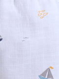 Muslin Cotton Baby Jhabla & Shorts Set-Boat Print