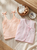 Little Angels Baby Jhabla & Tie-Knot Vest Combo Set – Pack of 2