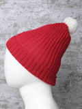 Little Angels Ribbed Pom Pom Cold Weather Cap Beanie Ribbed Pom Pom Cold Weather Cap 5-12Yr / Red