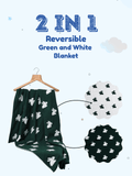 Little Angels Little Angels Reversible Blanket Woollen Perfect Nursery Essential with Rabbit Design Green & White Blanket Blanket & Swaddle 2 in 1 Green & White Reversible Rabbit Design Blanket 0-2Y / Green & White / Baby Wool