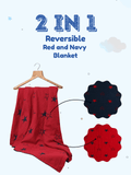 Little Angels Little Angels Reversible Blanket Woollen Perfect Nursery Essential with Stars Red & Navy Blue Blanket Blanket & Swaddle 2 in 1 Red & Navy Reversible Star Design Blanket 0-2Y / Red & Navy Blue / Baby Wool