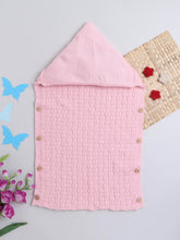 Little Angels Little Angels 1 Pc Swaddle Basketweave Woollen Pink Swaddle For Baby Girls Blanket & Swaddle Peekaboo Snuggles, Buttoned Love Swaddle 0-1Y / Pink / Wool
