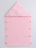 Little Angels Little Angels 1 Pc Swaddle Basketweave Woollen Pink Swaddle For Baby Girls Blanket & Swaddle Peekaboo Snuggles, Buttoned Love Swaddle