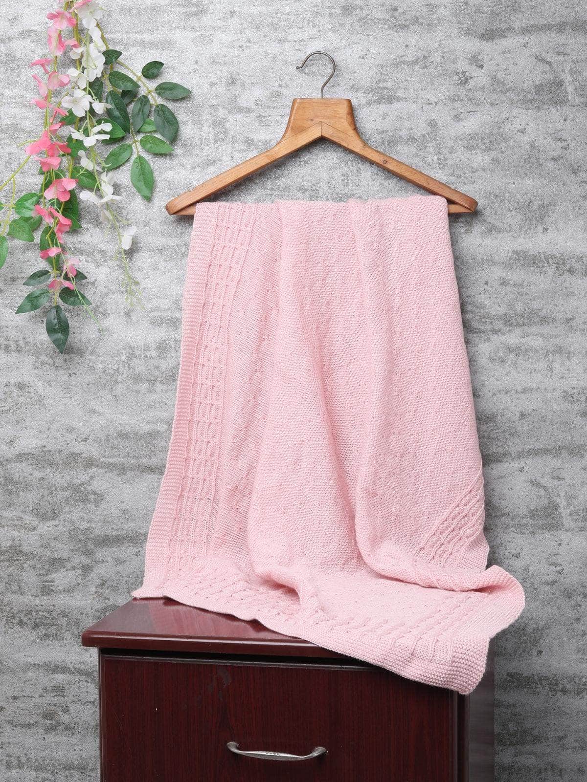 Little Angels Little Angels Baby Blanket Woollen Perfect Nursery Essential with Cable Knit Design Pink Blanket Blanket & Swaddle Pretty in Pink, Twice Cozy Blanket 0-2Y / Pink / Baby Wool