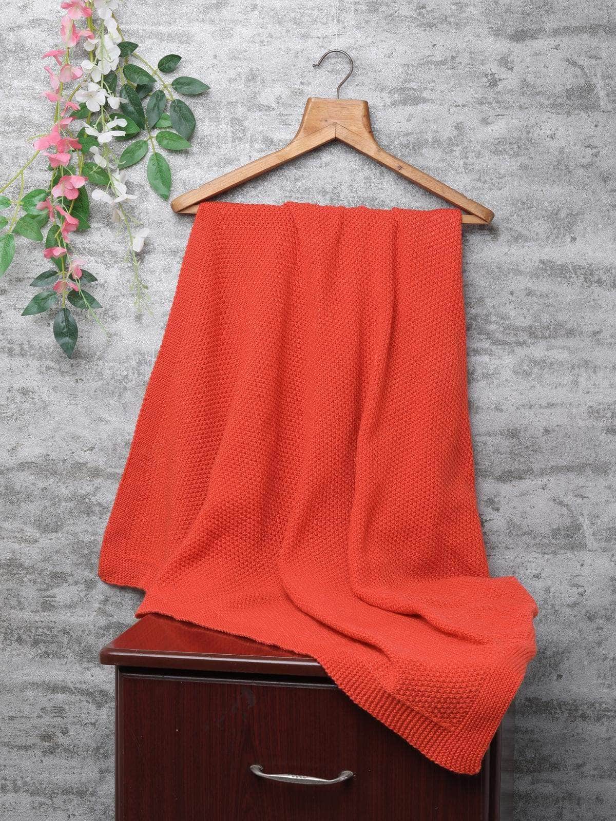 Little Angels Little Angels Baby Blanket Woollen Perfect Nursery Essential with Lace Design Red Blanket Blanket & Swaddle The Sunset Orange Knitted Blanket 0-2Y / Orange / Baby Wool