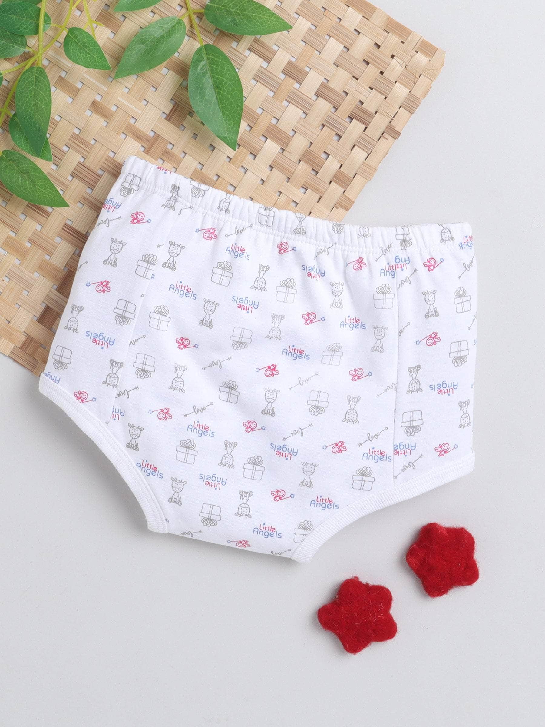 Little Angels Little Angels Reusable Padded Underwear, Potty Training Under Pants, Soft Cotton for Baby Girls and Boys Cap & Nappy Oops-Proof Padded Underpants 1-2Y / White / Cotton