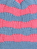Little Angels Little Angels Baby Wool Striped Pull-On Beanie Cap with Pom Pom For Baby Boys and Girls Cap, Socks & Mittens Handcrafted Striped Winter Beanie 0-1Y / Blue & Neon Pink / Baby Wool