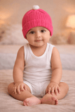 Little Angels Little Angels Baby Wool Solid Pull-On Beanie Cap with Pom Pom For Baby Boys and Girls Cap, Socks & Mittens Snug & Stylish Beanie With Charm 0-1Y / Fuchsia / Baby Wool