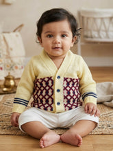 Little Angels Woolen Baby Cardigan Cardigan Classic Knit Woolen Baby Cardigan 3-6 M / Cream & Navy / Soft Wool