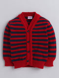 Little Angels Little Angels V Neck Full Sleeves Front Open Red Navy Stripes Cardigan Cardigan Stripe Me Snug Cardigan