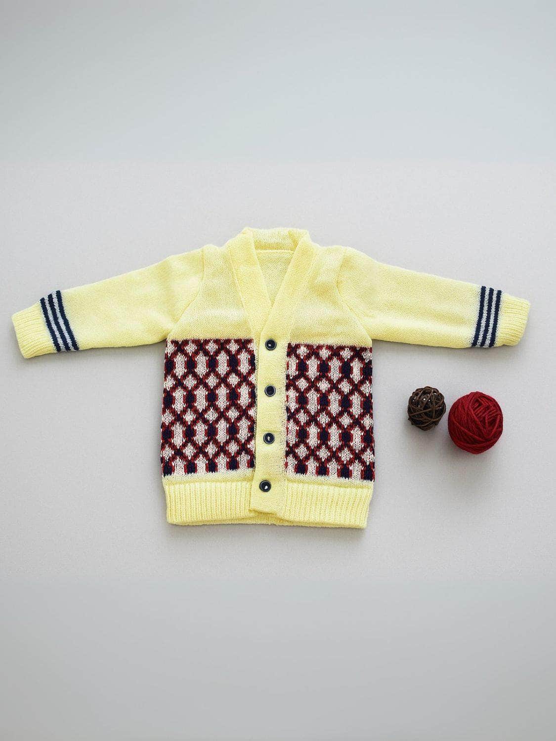 Little Angels Tiny Trendsetter Knit Cardigan Cardigan Tiny Trendsetter Knit Cardigan Cream & Navy / 0-3 M / Baby Wool