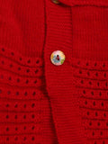 Little Angels Little Angels Baby Wool Collared Neck Full Sleeves Lace Rib Cardigan Sweater For Baby Girls Cardigan Twinkle Pop Eyelet Knit Cardigan 0-3M / Red / Baby Wool