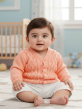 Little Angels Twist & Snug Knit Sweater Cardigan Twist & Snug Knit Sweater 6-12 M / Peach / Baby Wool