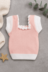 Little Angels Baby Wool - Sleeveless Vest for 0-12M Cloud Trim Cozy Knitwear
