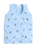 Little Angels Little Angels Scoop Neck Cotton Blue Sleeveless Printed Vest & Solid Shorts For Baby Boys Combos Move & Groove Top and Shorts