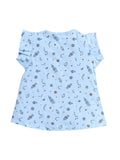 Little Angels Little Angels Round Neck Frill Sleeves Blue Cotton Printed Frock with Pants For Baby Girls Combos Twirl & Tumble Frock with Capri
