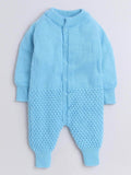 Little Angels Little Angels Baby Rompers - 1 Pcs Woollen Full Sleeves Round Neck Solid for Baby Boys Cozy Blue Adventure Romper