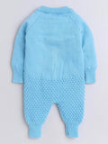 Little Angels Little Angels Baby Rompers - 1 Pcs Woollen Full Sleeves Round Neck Solid for Baby Boys Cozy Blue Adventure Romper
