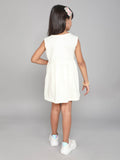 Little Angels Girls Cream Sleeveless Dress with Angel Print | My Little Angels Dress & Frocks Girls Cream Sleeveless Dress with Cute Angel Print