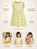 Little Angels Little Angels 1 Pc Dress & Frocks Cotton Round Neck Sleeveless Floral Print A-line Dress For Baby Girls Dress & Frocks Girls Yellow Floral Printed Sleeveless A-Line Dress