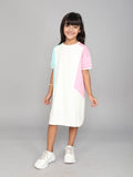 Little Angels Little Angels 1 Pc Dress & Frocks Cotton Round Neck Half Sleeves Color-Block Shift Dress For Baby Girls Dress & Frocks Hop & Pop Play Tee Dress