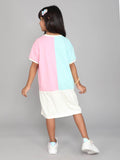 Little Angels Little Angels 1 Pc Dress & Frocks Cotton Round Neck Half Sleeves Color-Block Shift Dress For Baby Girls Dress & Frocks Hop & Pop Play Tee Dress