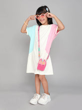 Little Angels Little Angels 1 Pc Dress & Frocks Cotton Round Neck Half Sleeves Color-Block Shift Dress For Baby Girls Dress & Frocks Hop & Pop Play Tee Dress