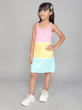 Little Angels Little Angels 1 Pc Dress & Frocks Cotton Spaghetti Neck Sleeveless Color-Block Shift Dress For Baby Girls Dress & Frocks Twirly Whirly Strappy Dress