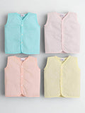 Little Angels Little Angels Pack of 4 Jhabla/Vest Cotton V-Neck Sleeveless Solid Jhablas For Baby Boys and Baby Girls Jhabla/Vest Celestial Comfort Sleeveless Vests