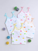 Little Angels Little Angels Cloud Print Tie Knot Vest Pack of 4 Jhabla/Vest Cheerful Clouds Baby vest