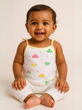 Little Angels Little Angels Cloud Print Tie Knot Vest Pack of 4 Jhabla/Vest Cheerful Clouds Baby vest