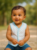 Little Angels Little Angels Pack of 4 Jhabla/Vest Cotton V-Neck Sleeveless Printed Jhablas For Baby Boys and Baby Girls Jhabla/Vest Cosmic Cuddles Sleeveless Vest