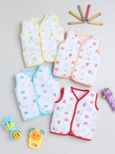 Little Angels Little Angels Pack of 4 Jhabla/Vest Cotton V-Neck Sleeveless Printed Jhablas For Baby Boys and Baby Girls Jhabla/Vest Cuddle Critters Vest Set