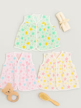 Little Angels Little Angels Star Print Sleeveless Frock - Pack of 3 Jhabla/Vest Soft Starburst Baby Vest Trio