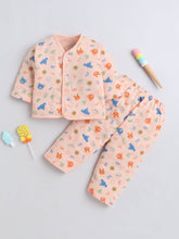 Little Angels Little Angels Cotton V-Neck Half Sleeves Printed Green Jhabla Jhabla/Vest V-Neck Full Sleeves Printed Peach Nightsuit 0-3 M / Peach / Cotton