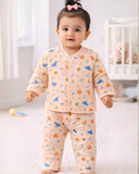 Little Angels Little Angels Cotton V-Neck Half Sleeves Printed Green Jhabla Jhabla/Vest V-Neck Full Sleeves Printed Peach Nightsuit