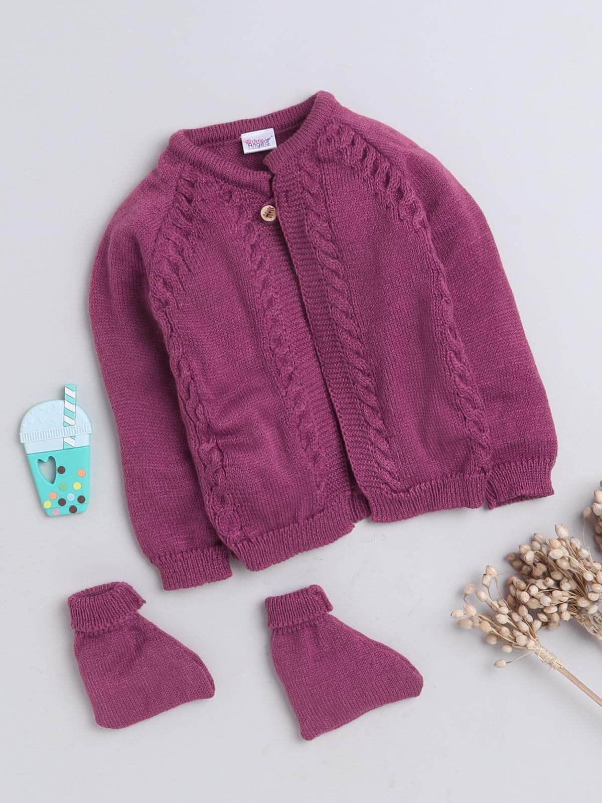 Little Angels Little Loops Knit  Magic Cardigan Little Loops Knit  Magic Cardigan 0-3 M / Wine