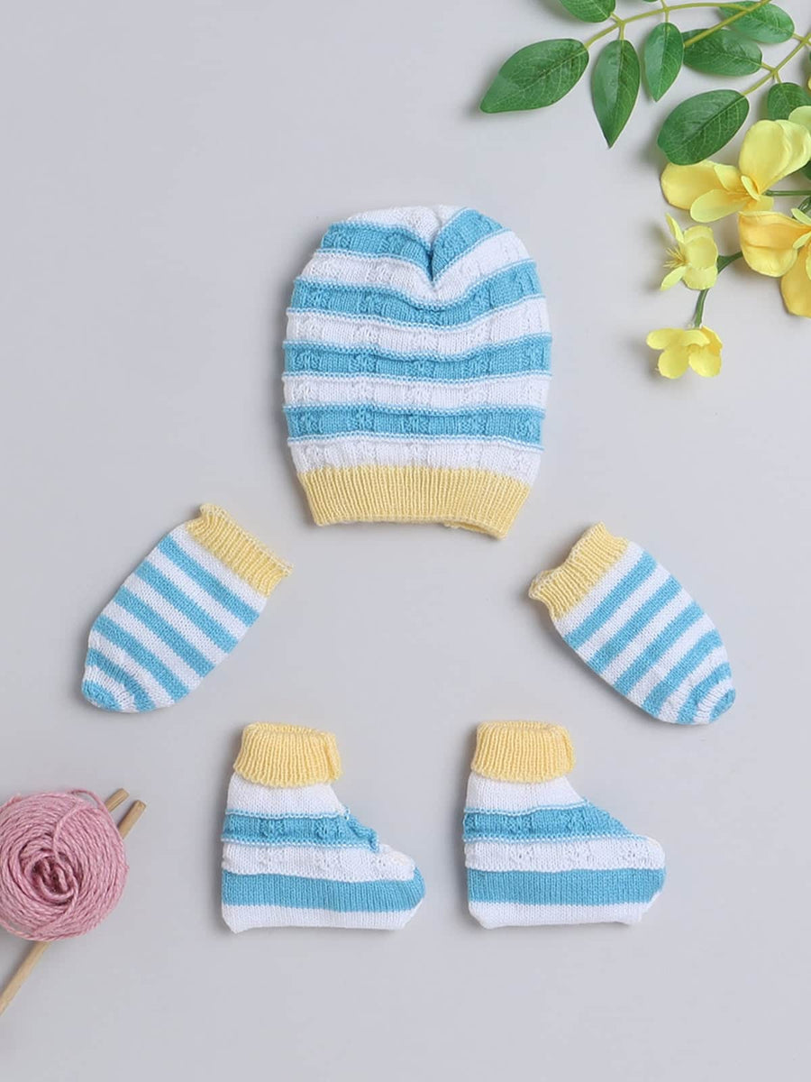 Little Angels Newborn Baby Accessories Set | My Little Angels Newborn Baby Accessories Set-Blue & Yellow 0-3 M / Striped
