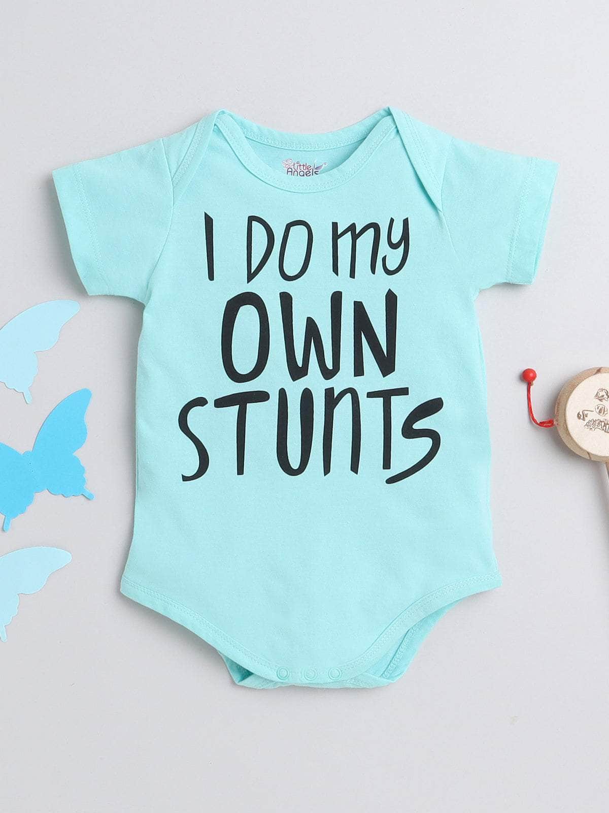 Little Angels Little Angels 1 Pc Onesies/Romper Cotton Round Neck Half Sleeves Graphic Print Romper For Baby Boys Onesies Little Doodles Printed Baby Onesie