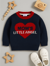 Little Angels Little Angels Baby Wool Round Neck Full Sleeves Jacquard Heart Pullover Sweater For Baby Boys Pullover Cozy Mom's Little Angel Knitted Pullover 3-6M / Navy / Baby Wool
