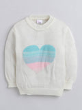 Little Angels Little Angels Baby Wool Round Neck Full Sleeves Jacquard Heart Pullover Sweater For Girls Pullover Little Love Heart Knit Pullover