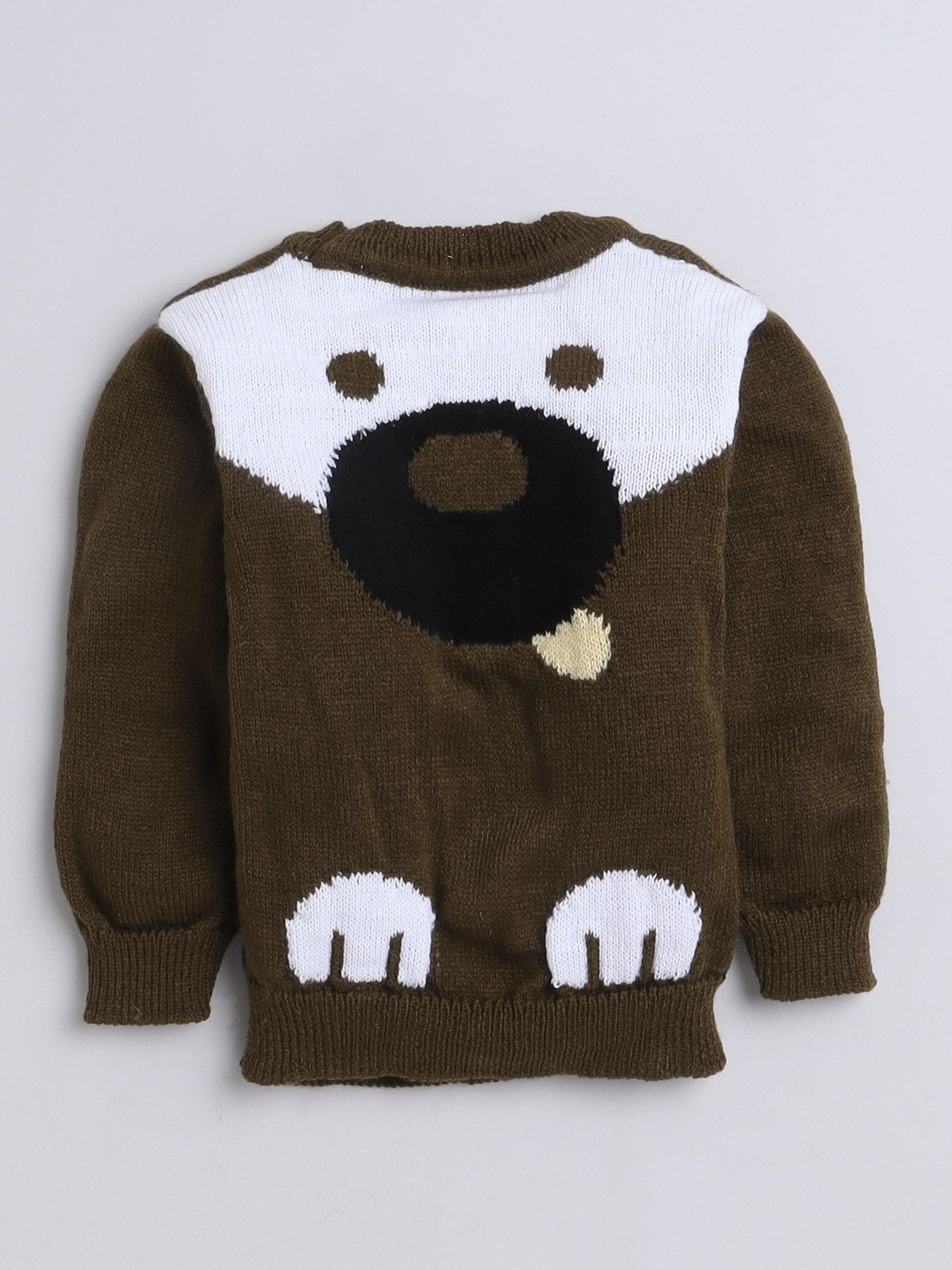 Little Angels Little Angels Baby Wool Round Neck Full Sleeves Striped Pullover Sweater for Baby Boys Pullover Pup-tastic Cozy Sweater 6-12M / Brown / Baby Wool