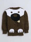 Little Angels Little Angels Baby Wool Round Neck Full Sleeves Striped Pullover Sweater for Baby Boys Pullover Pup-tastic Cozy Sweater 6-12M / Brown / Baby Wool