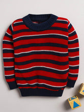 Little Angels Little Angels Baby Wool Round Neck Full Sleeves Striped Pullover Sweater for Baby Boys Pullover Rainbow Snuggles, One Stitch Away Pullover 6-12M / Navy / Baby Wool
