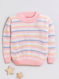 Little Angels Little Angels Baby Wool Round Neck Full Sleeves Striped Pullover Sweater for Baby Boys Pullover Rainbow Snuggles, One Stitch Away Pullover 6-12M / Pink / Baby Wool