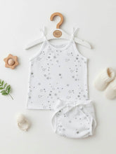 Little Angels Organic Cotton Star Print Baby Top & Bottom Set | Soft & Breathable Newborn Wear Pullover Star Print Cotton Jhabla and Nappy Set (-0-3 Months) 0-3 M / White