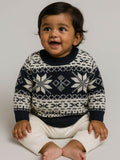 Little Angels Little Angels Baby Wool Round Neck Full Sleeves Striped Pullover Sweater for Baby Boys Pullover Tiny Snowflakes Knitted Sweater
