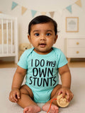 Little Angels Pack of 2 Funny Baby Onesies | Cotton Printed Bodysuits for Newborn Shirts & Shorts Pack of 2 Baby Cotton Onesies – Funny Printed Bodysuits (Blue & Yellow)