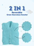 Little Angels Little Angels Baby Wool V-Neck Basketweave Reversible Sleeveless Sweater For Baby Boys and Girls Sleeveless/vests 2 in 1 Reversible Mint Green Sleeveless Sweater 3-6M / Green / Baby Wool